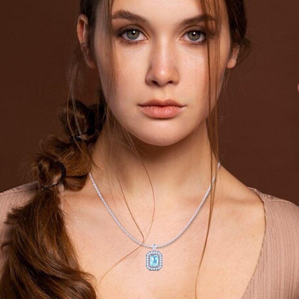 Diamond plus Sky Blue Topaz Pendant - Image 4