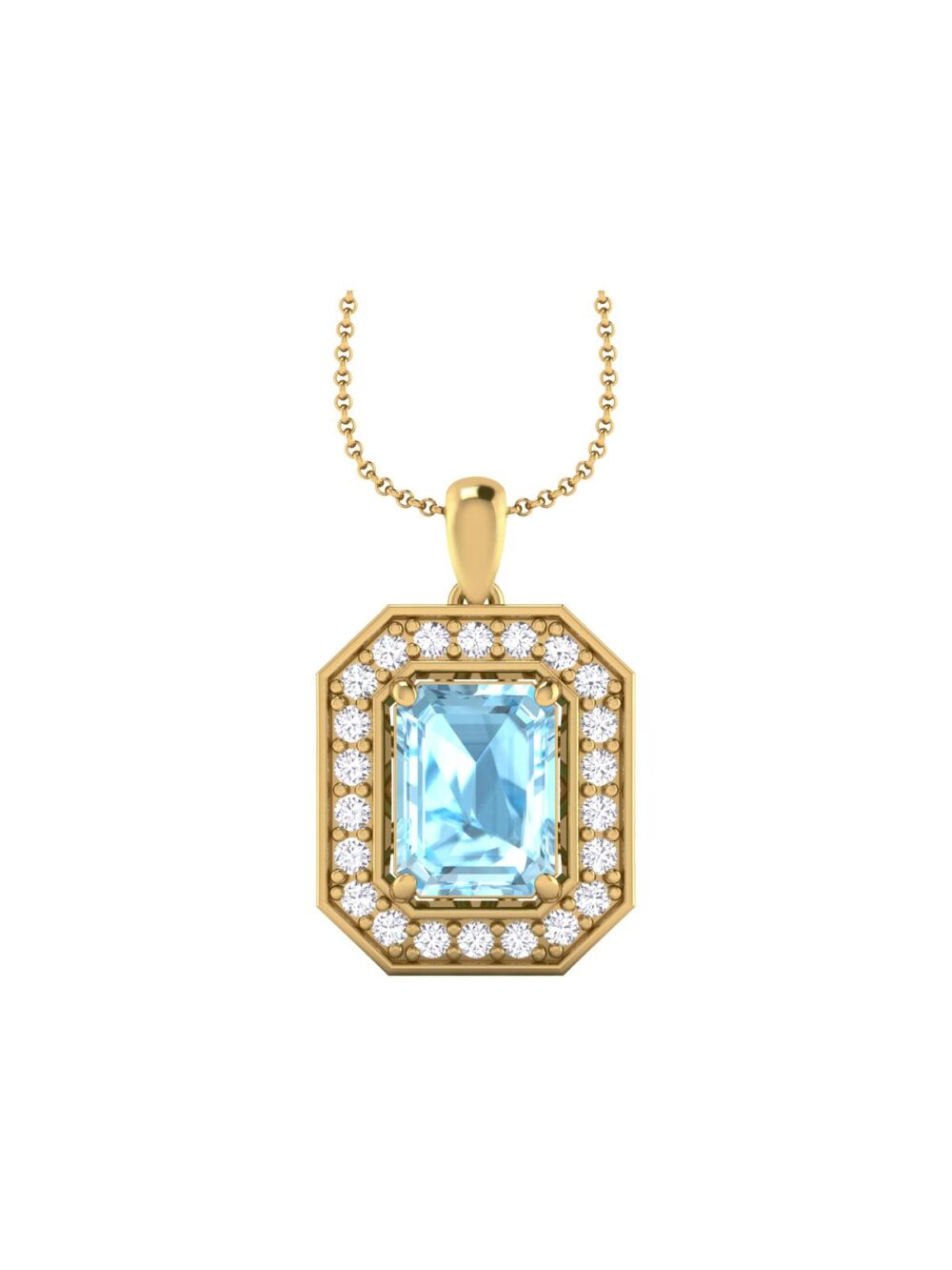 Diamond plus Sky Blue Topaz Pendant - Image 3