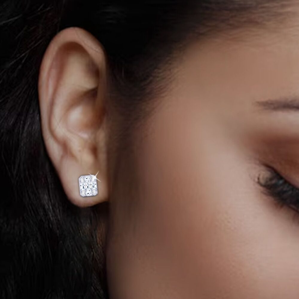 0.25ct Emerald Diamond Composite Earrings - Image 2
