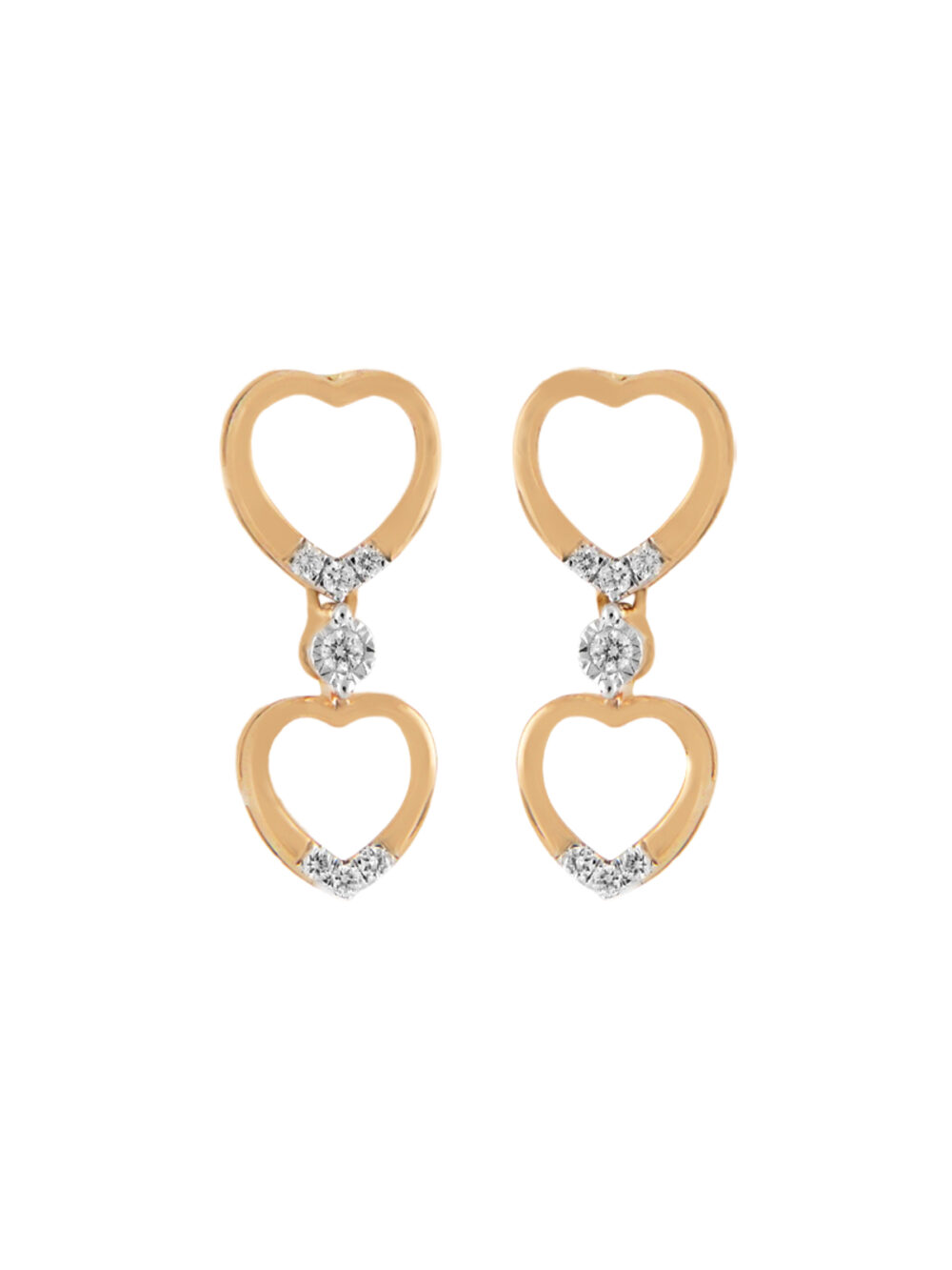 Double Heart Diamond Danglers