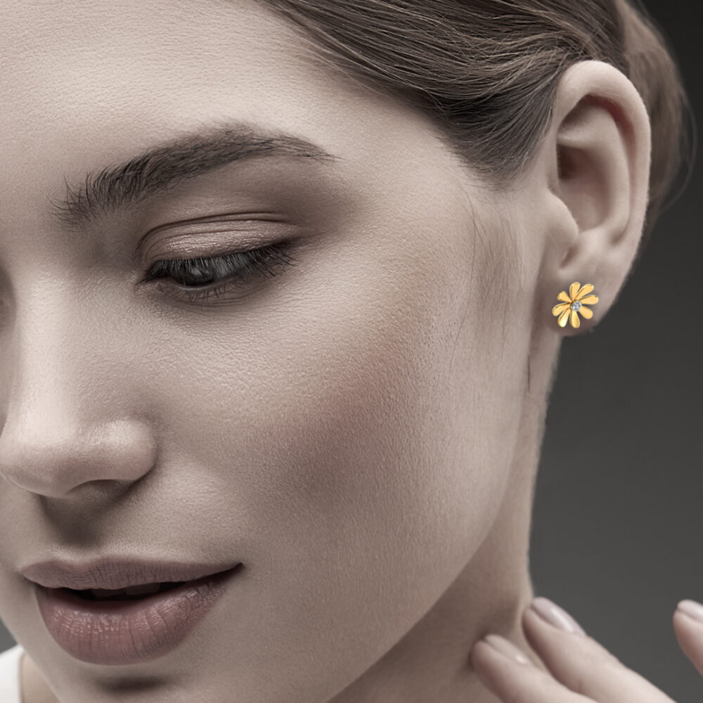 Diamond Flower Studs - Image 2